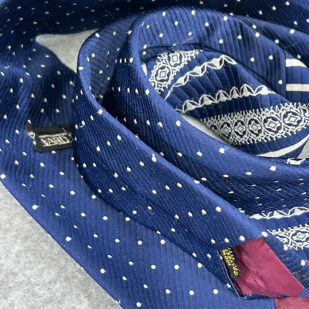 Vintage Montgomery Ward WARD Mens Neck Tie Lot Blue Striped & Polka Dot Retro